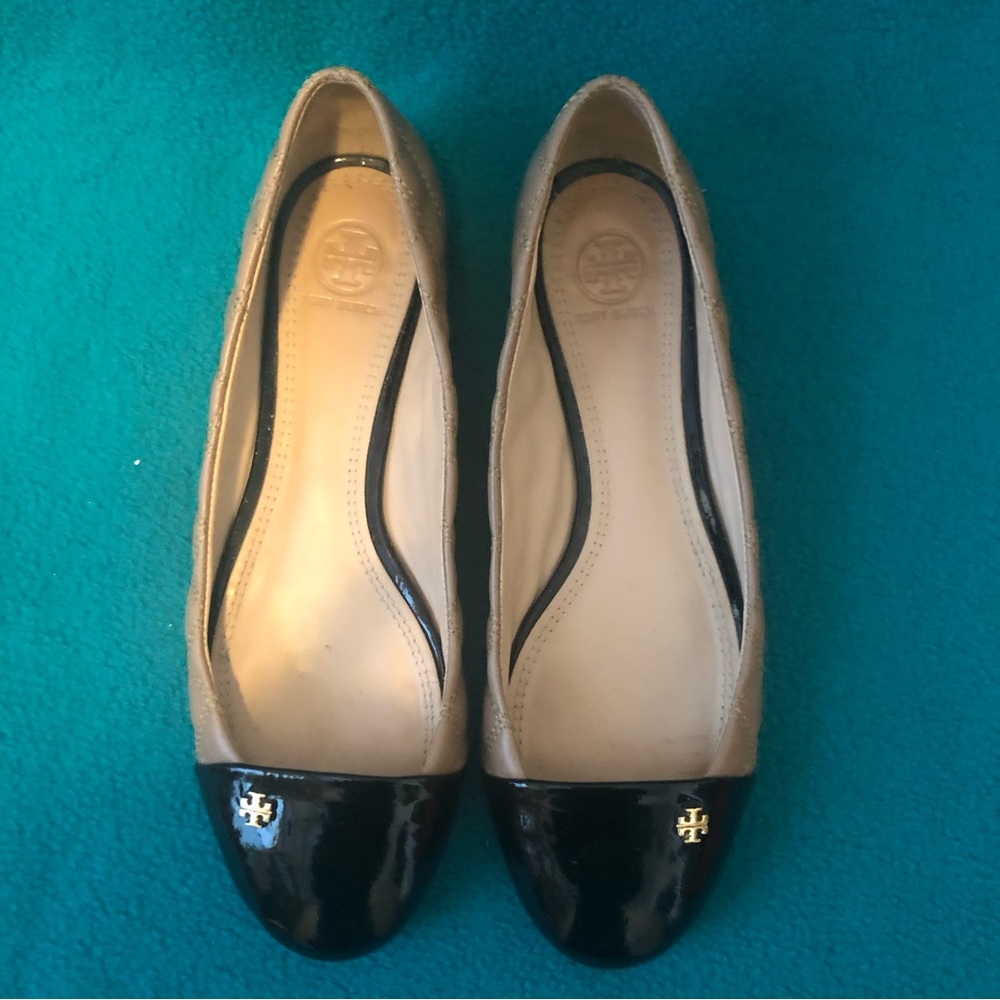 Tory Burch Quilted Two-Tone Ballet Flats Sz 9.5